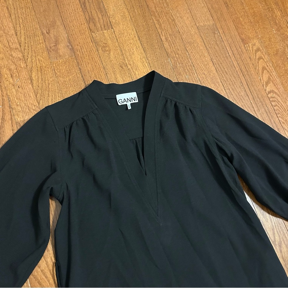 Ganni balloon sleeve crepe midi dress. - Picture 9 of 16